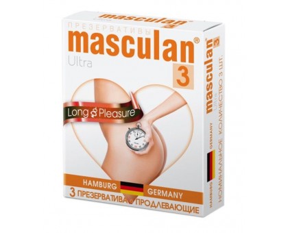 Презервативы Masculan Long Pleasure с продлевающим эффектом - 3 шт.