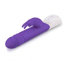 Фиолетовый пульсирующий вибромассажер G-Spot Thrusting Rabbit - 24 см.