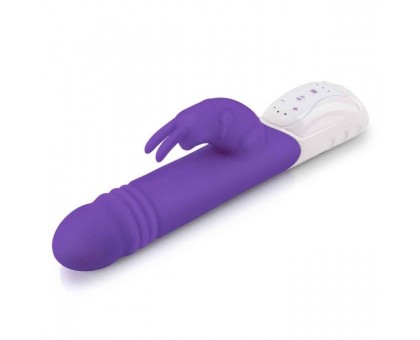 Фиолетовый пульсирующий вибромассажер G-Spot Thrusting Rabbit - 24 см.