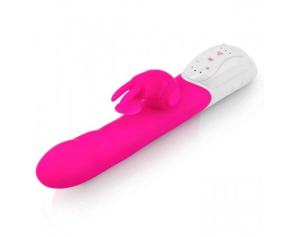 Розовый вибромассажер с клиторальной стимуляцией Clitoral Suction Rabbit - 24,5 см.