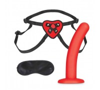 Красный поясной фаллоимитатор Red Heart Strap on Harness & 5in Dildo Set - 12,25 см.