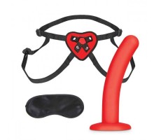 Красный поясной фаллоимитатор Red Heart Strap on Harness & 5in Dildo Set - 12,25 см.