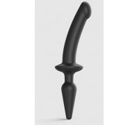 Черный двусторонний фаллоимитатор Strap-On-Me Dildo Plug-In Switch size S