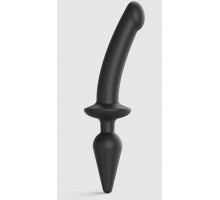 Черный двусторонний фаллоимитатор Strap-On-Me Dildo Plug-In Switch size L