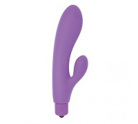 Фиолетовый вибратор с клиторальным пальчиком TINY RABBIT SILICONE - 15 см.