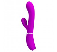 Лиловый вибратор-кролик с подвижной клиторальной щеточкой Clitoris Vibrator - 20,8 см.