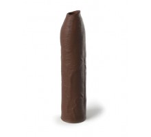 Коричневая насадка-удлинитель Uncut Silicone Penis Enhancer - 17,8 см.