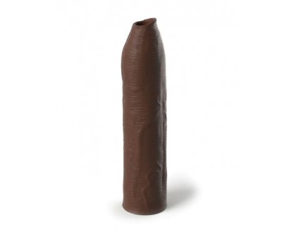 Коричневая насадка-удлинитель Uncut Silicone Penis Enhancer - 17,8 см.