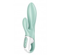 Зеленый вибратор-кролик Satisfyer Air Pump Bunny 5+ с функцией расширения - 20,4 см.