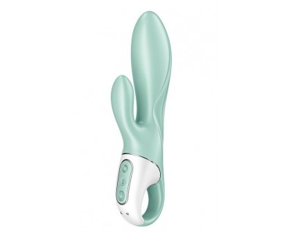 Зеленый вибратор-кролик Satisfyer Air Pump Bunny 5+ с функцией расширения - 20,4 см.