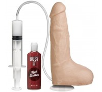 Телесный фаллоимитатор с имитацией семяизвержения Bust It Squirting Realistic Cock - 23,36 см.