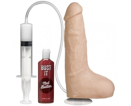 Телесный фаллоимитатор с имитацией семяизвержения Bust It Squirting Realistic Cock - 23,36 см.