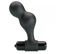 Черная анальная пробка с вибрацией Silicone Vibrating Anal Plug - 10 см.