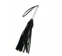 Черный многохвостовый флоггер с металлической рукоятью - 48 см.