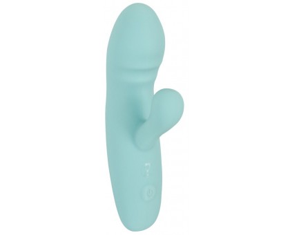 Бирюзовый мини-вибратор с клиторальным отростком Rabbit Vibrator - 15,5 см.