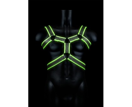 Стильная портупея Body Harness с неоновым эффектом - размер L-XL