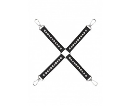 Черный крестообразный фиксатор Diamond Studded Hogtie