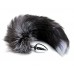 Серебристая анальная пробка с темным лисьим хвостом Black & White Fox Tail Size M