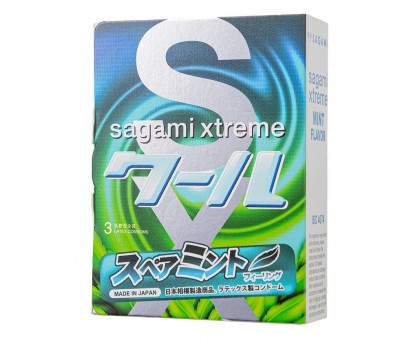 Презервативы Sagami Xtreme Mint с ароматом мяты - 3 шт.