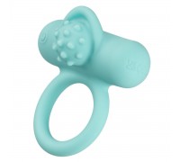 Аквамариновое эрекционное виброкольцо Silicone Rechargeable Nubby Lover’s Delight