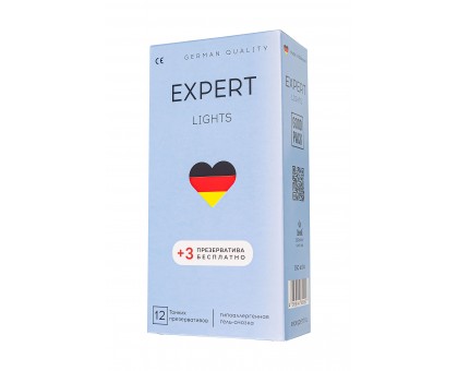 Ультратонкие презервативы EXPERT Lights - 12 шт.(+3 в подарок)