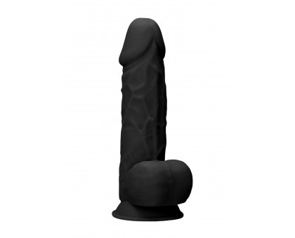 Черный фаллоимитатор Realistic Cock With Scrotum - 21,5 см.