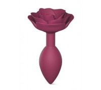 Сливовая анальная пробка с ограничителем-розой Open Rose Size M Butt Plug