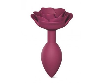 Сливовая анальная пробка с ограничителем-розой Open Rose Size M Butt Plug