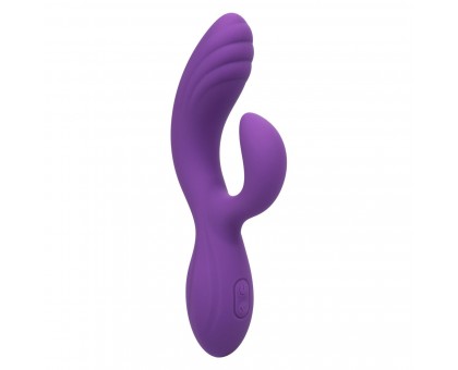 Фиолетовый вибромассажер-кролик Stella Liquid Silicone “C” Curve - 19 см.