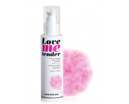 Съедобное согревающее массажное масло Love Me Tender Cotton Candy с ароматом сладкой ваты - 100 мл.