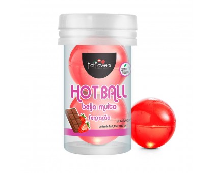 Лубрикант на масляной основе Hot Ball Beija Muito с ароматом шоколада и клубники (2 шарика по 3 гр.)