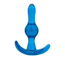 Голубой анальный стимулятор Tear Drop Butt Plug - 8,9 см.