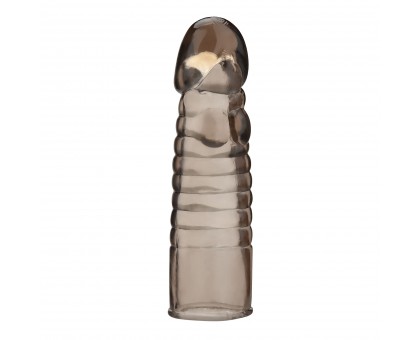 Дымчатая насадка-удлинитель Ribbed Realistic Penis Enhancing Sleeve Extension - 15,2 см.