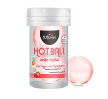 Лубрикант на масляной основе Hot Ball Beija Muito с ароматом клубники и шампанского (2 шарика по 3 гр.)