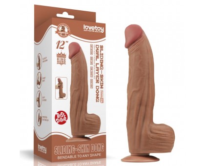 Коричневый фаллоимитатор 12 King Sized Sliding Skin Dual Layer Dong - 31 см.