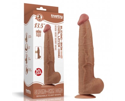 Коричневый фаллоимитатор 13.5 King Sized Sliding Skin Dual Layer Dong - 34 см.