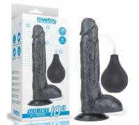 Черный фаллоимитатор-гигант с грушей 10 Squirt Extreme Dildo - 25,5 см.