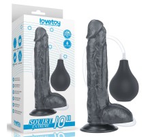 Черный фаллоимитатор-гигант с грушей 10 Squirt Extreme Dildo - 25,5 см.