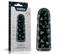 Мини-вибратор Rechargeable Glow-in-the-dark Heart Massager - 8,5 см.