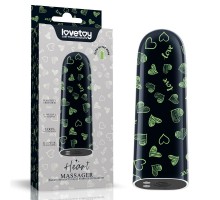 Мини-вибратор Rechargeable Glow-in-the-dark Heart Massager - 8,5 см.