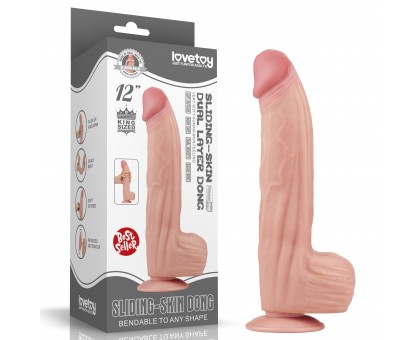 Телесный фаллоимитатор 12 King Sized Sliding Skin Dual Layer Dong - 31 см.