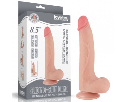 Телесный фаллоимитатор 8.5 Sliding Skin Dual Layer Dong - 20 см.