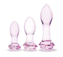 Набор из 3 стеклянных анальных пробок Rosebud Butt Plug Set