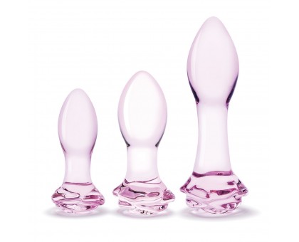 Набор из 3 стеклянных анальных пробок Rosebud Butt Plug Set