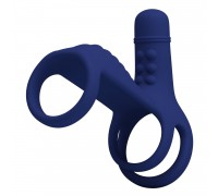 Синяя вибронасадка на пенис Vibrating Penis Sling