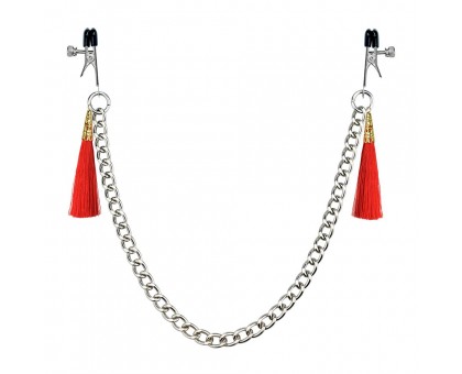 Зажимы на соски с красными кистями Tassel Nipple Clamp With Chain
