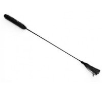 Чёрный стек с кисточками на конце и ручкой-фаллосом - 62 см.