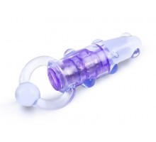 Фиолетовое эрекционное кольцо с удлиненным клиторальным стимулятором