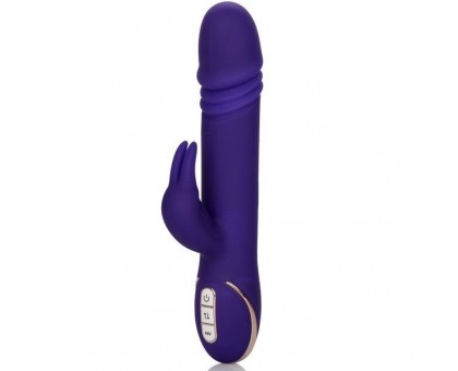 Фиолетовый вибратор с поступательным движением Jack Rabbit Signature Silicone Thrusting Rabbit - 20 см.