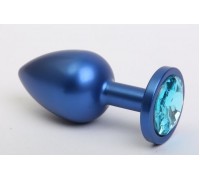 Синяя анальная пробка с голубым кристаллом - 8,2 см.